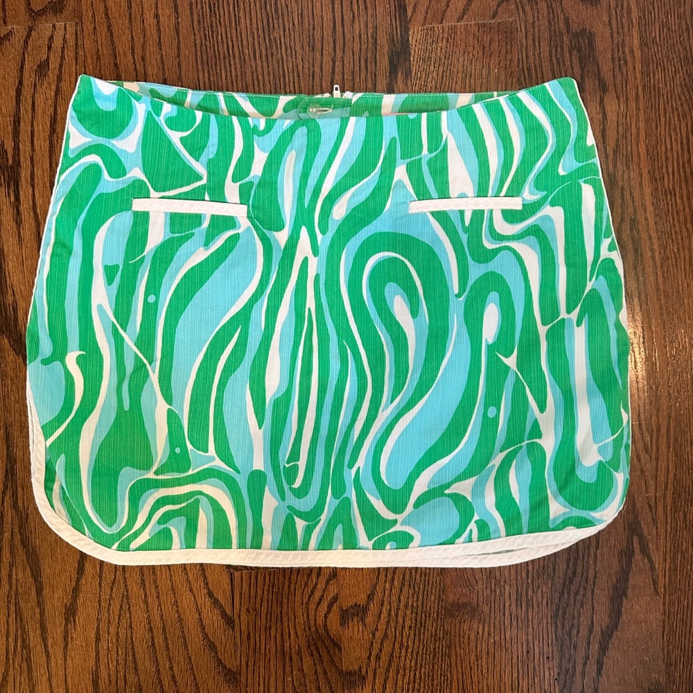Lilly Pulitzer Tierney Skort Finders Keepers print (Green, White, Blue)